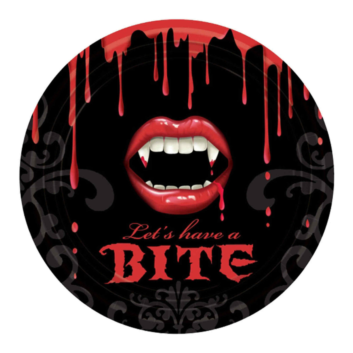 Fangtastic Let's Have a Bite Round Paper Plates 9 inches 8 Pack