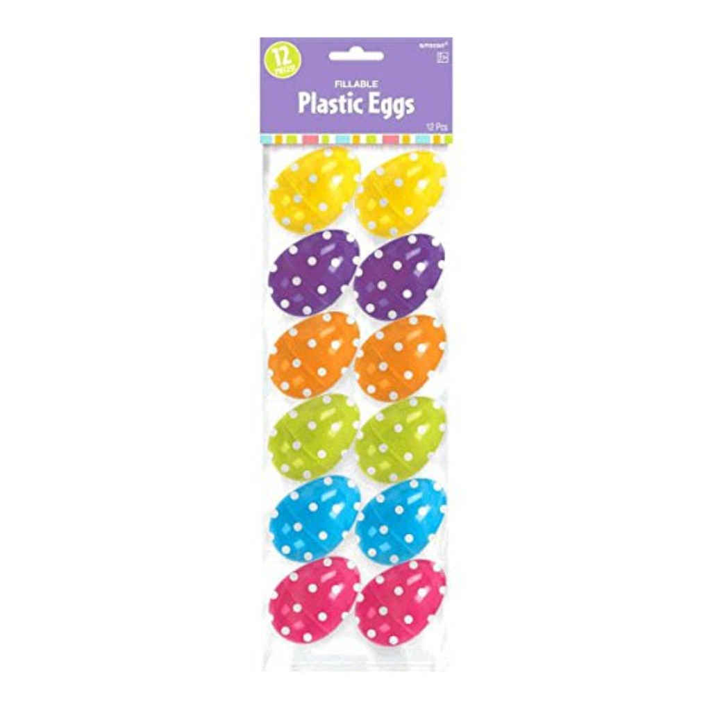 Fillable Polka Dot Plastic Eggs | 12 Pack