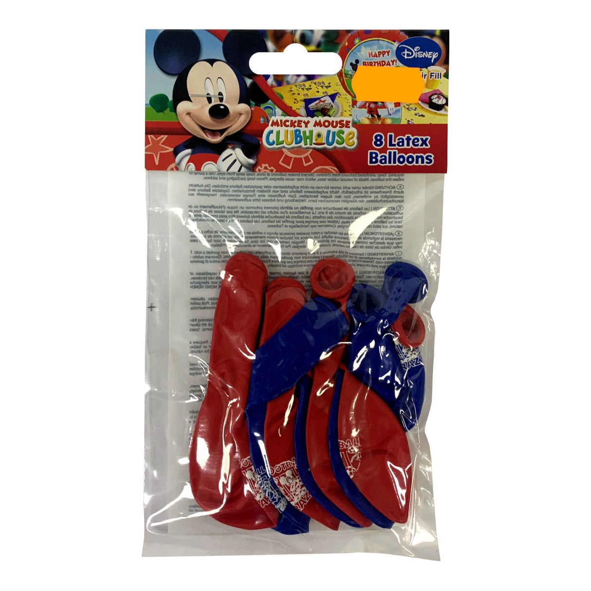 Disney Mickey Mouse Clubhouse Latex Air Fill Balloons 8 Pack 23cm