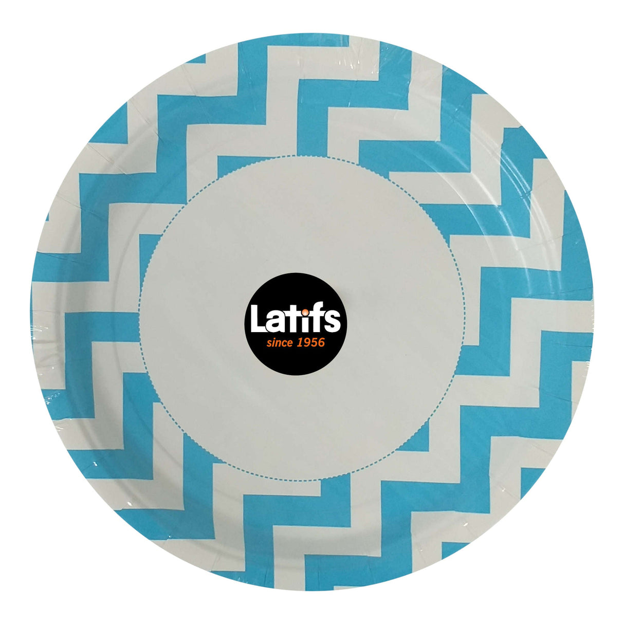 Paper Plates | Caribbean Blue Chevron | 8 Pack | 23cm