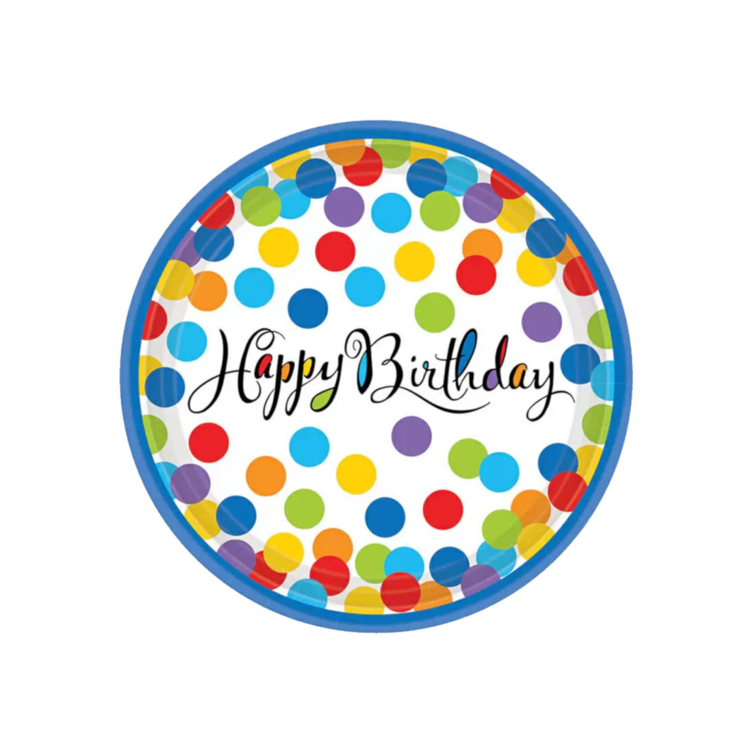 Happy Birthday Confetti Bash | Paper Plates | 18 Pack | 7 inch