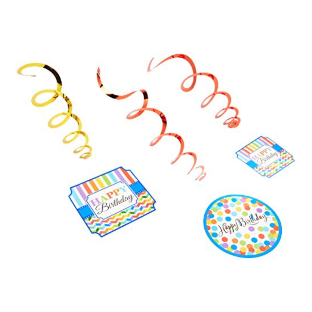 Happy Birthday Swirl Decorations | 12 Pack