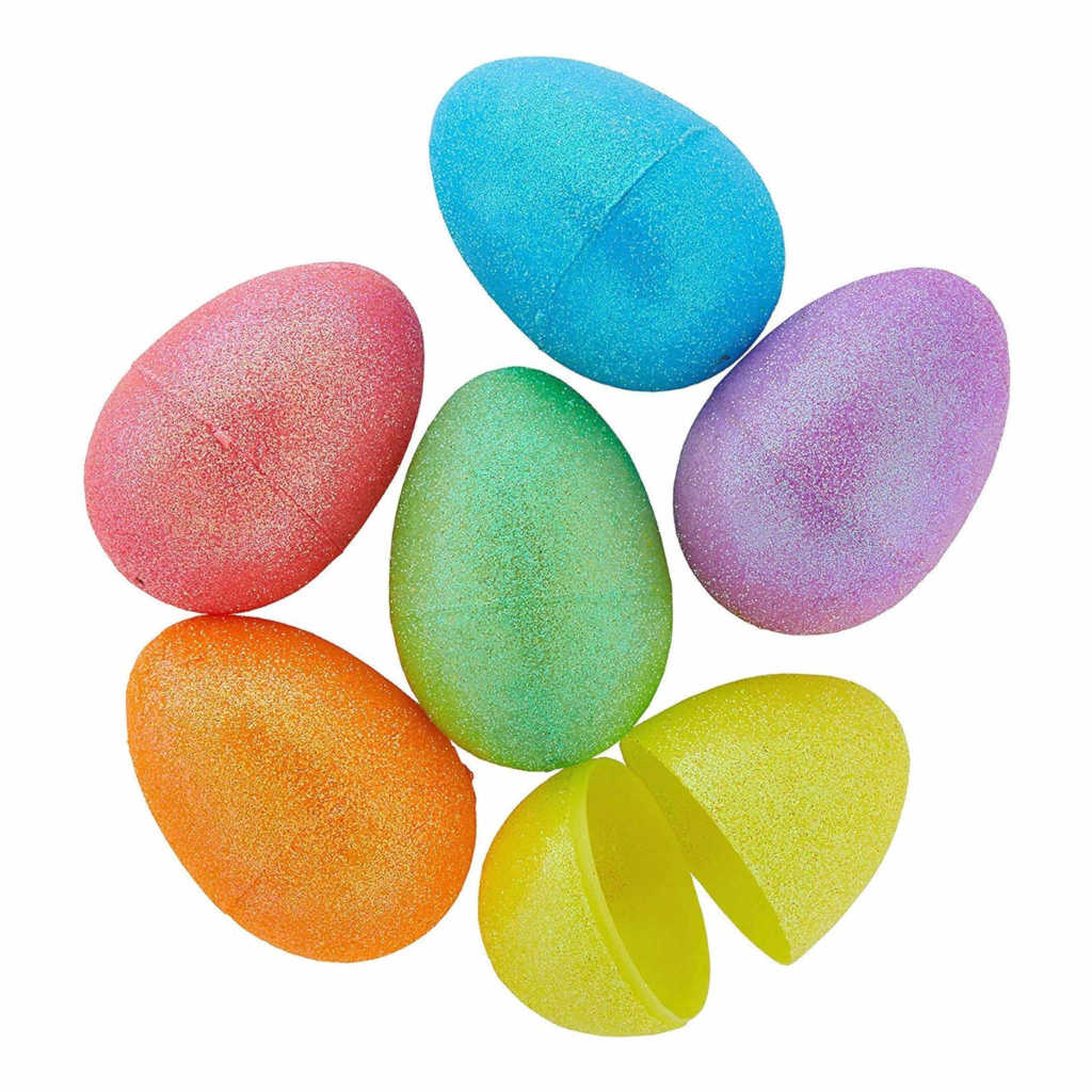 Fillable Easter Glitter Plastic Eggs | 6 Pack