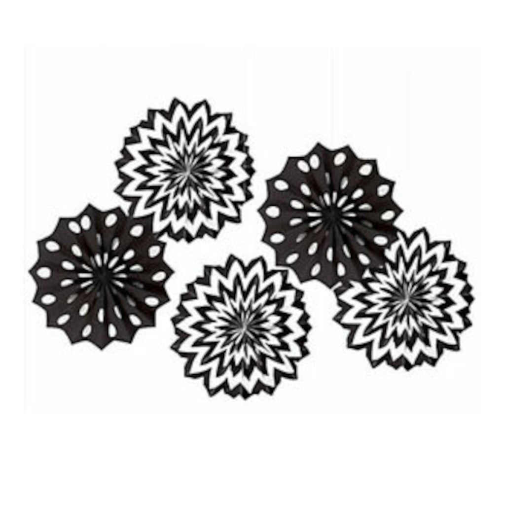 Paper Fans | 5 Pack | 8 inch | Black
