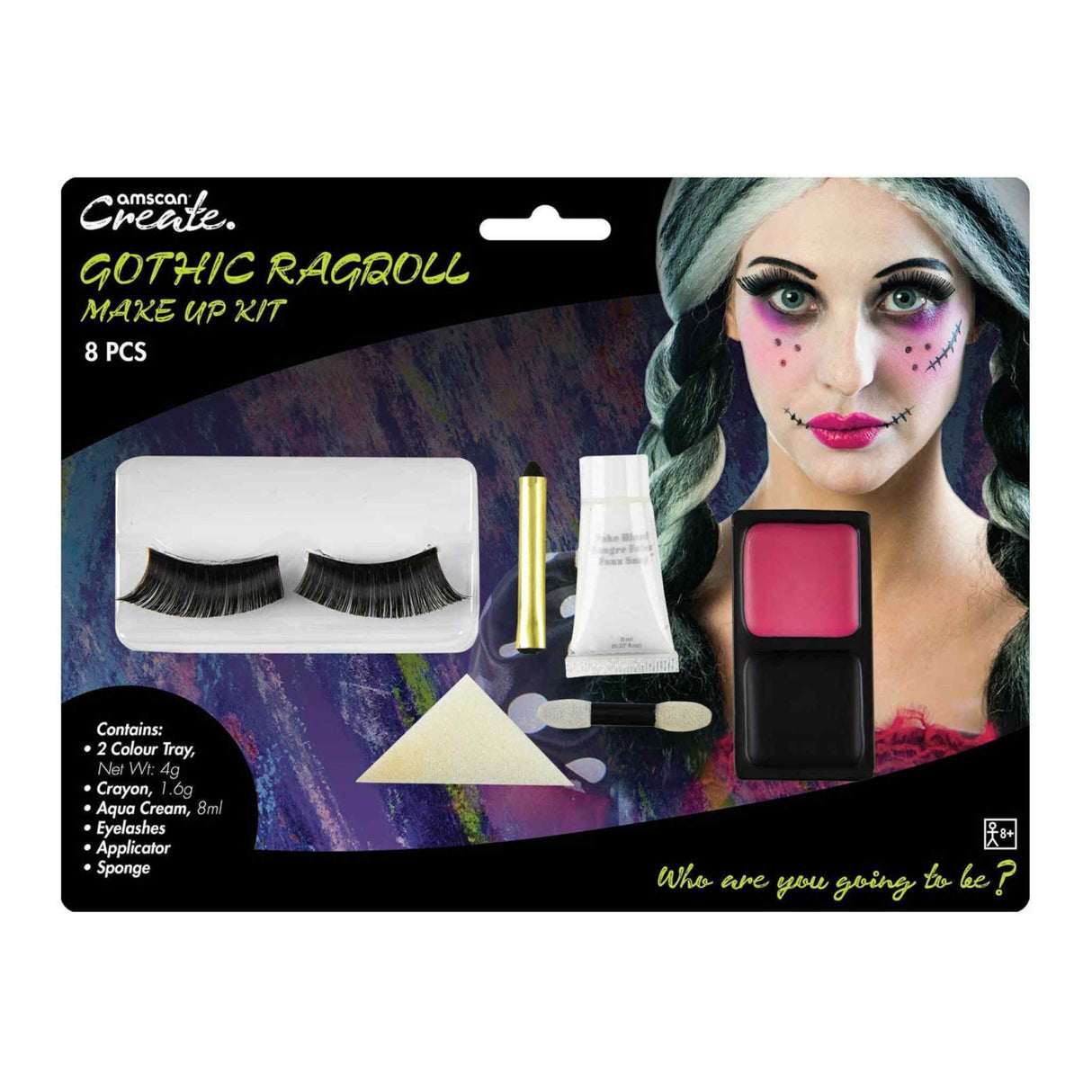 Gothic Rag Roll Makeup Kit 8 Piece