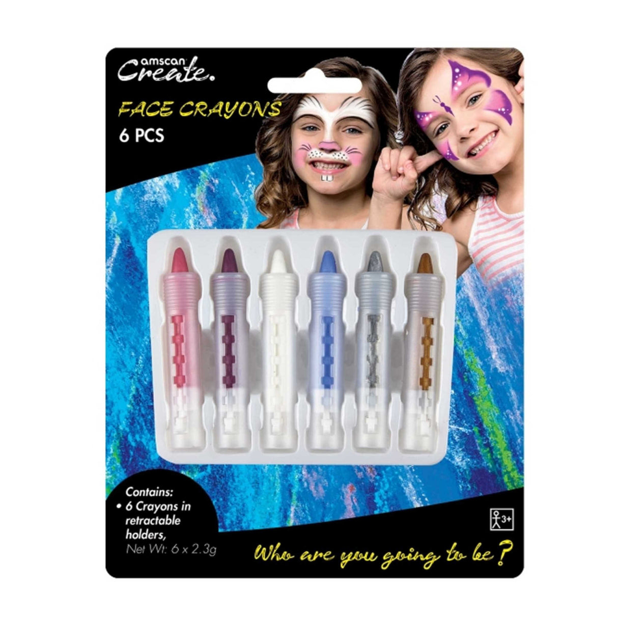 Face Crayons Multi Colours 6 Pack