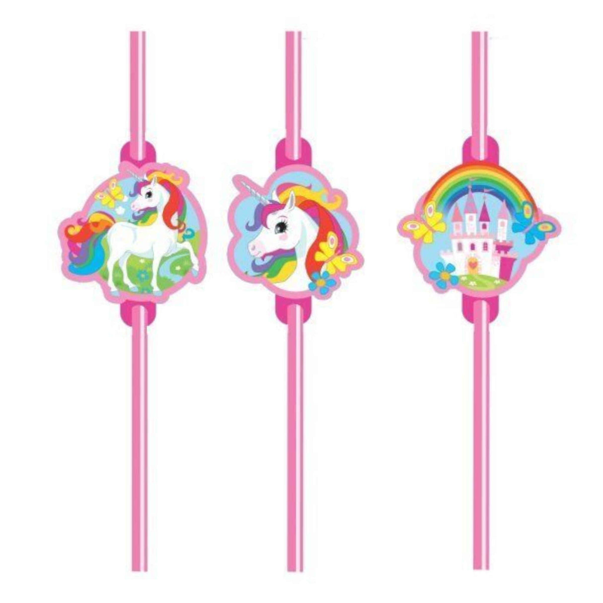 Unicorn Plastic Drinking Straws | 8 Pack