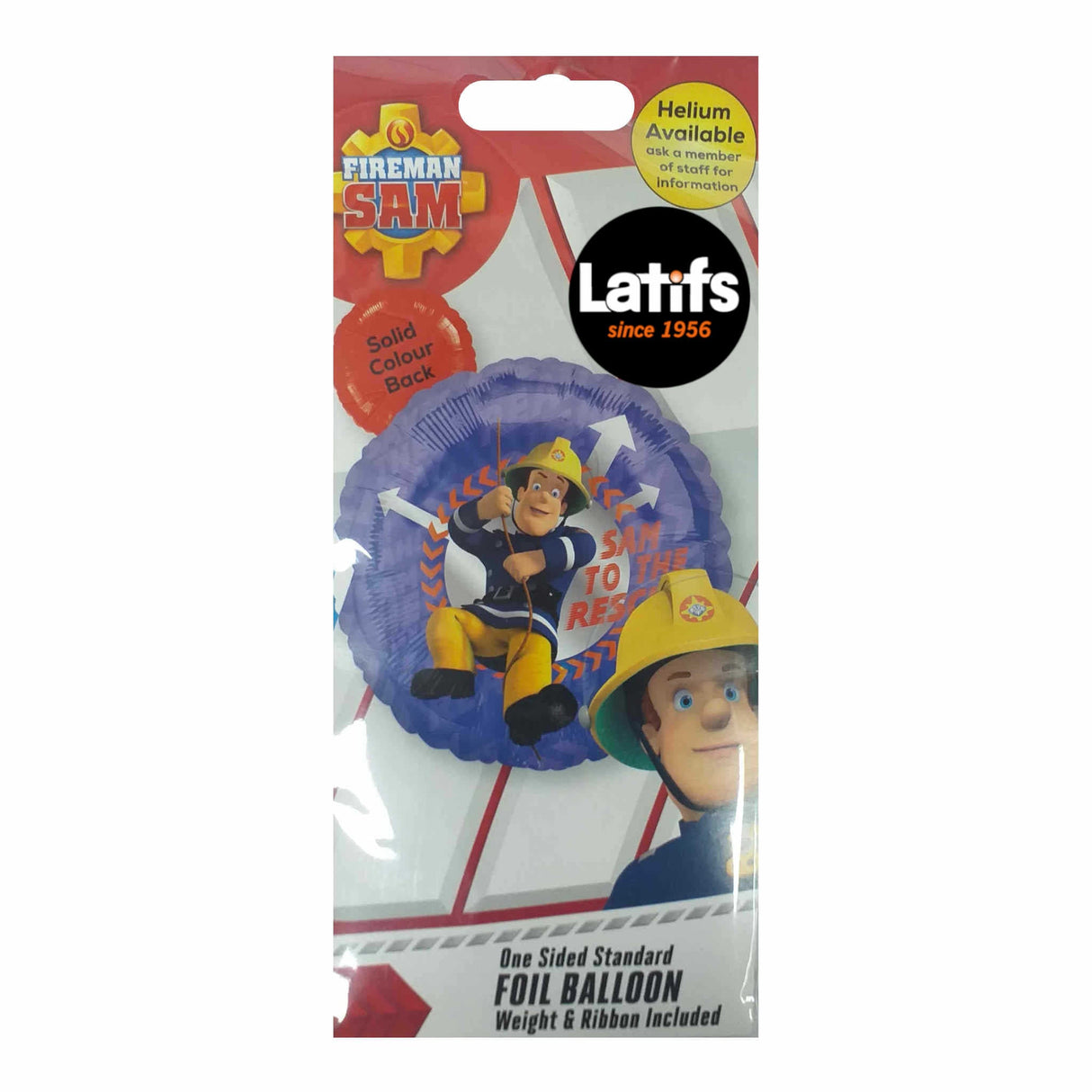 Fireman Sam One Sided Standard Foil Balloon Weight & Ribbon Included 17"