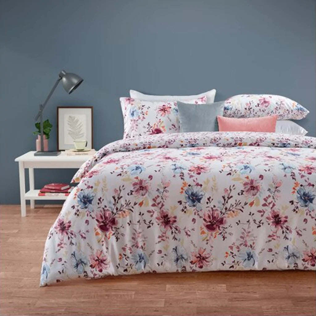 Christy Living Floral Double Duvet Set White