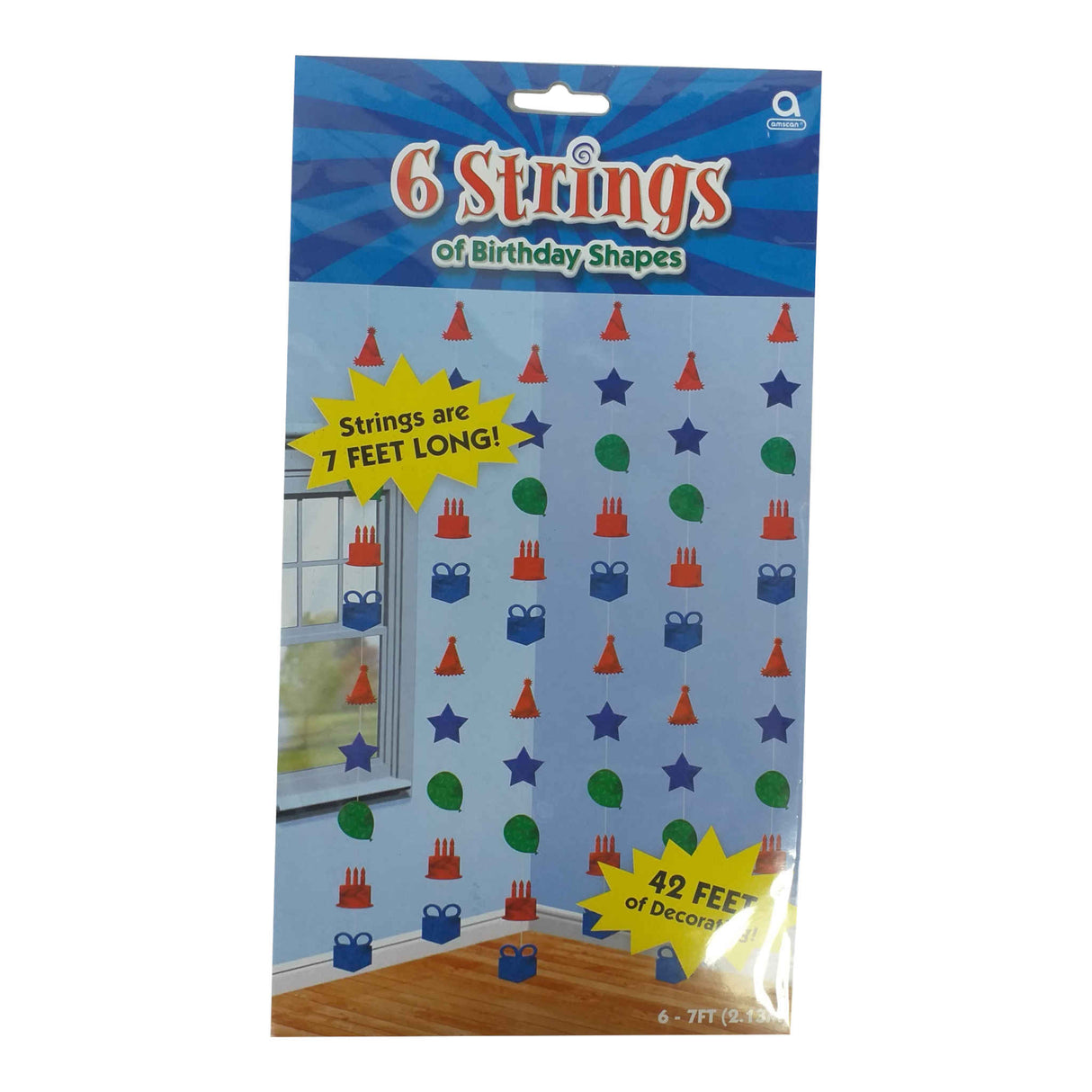 Strings of Birthday Shapes | 6 Pack | 2.1m