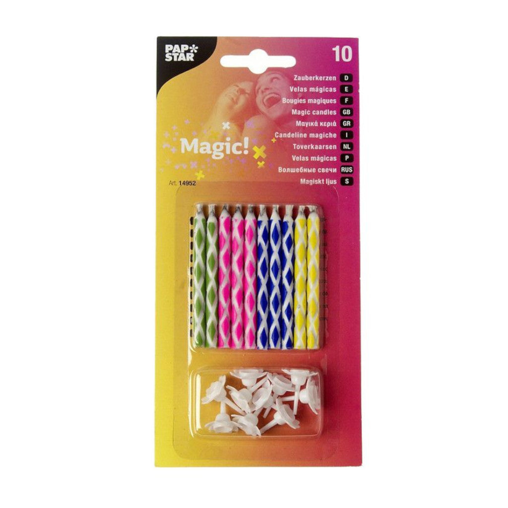 Magic Candles With Holders | 6cm | 10 Pack