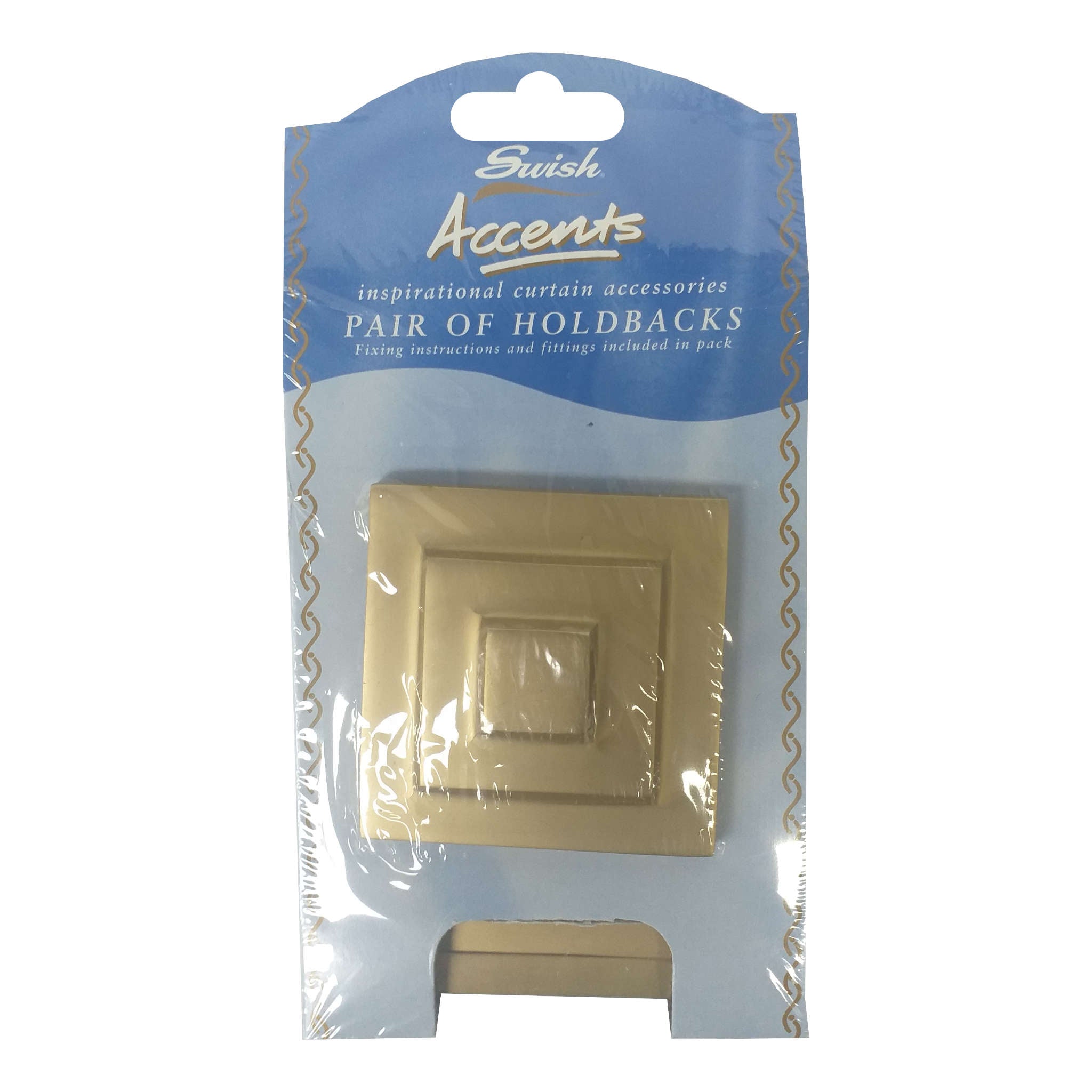 Holdbacks Satin Brass Effect | Square | 2 Pack