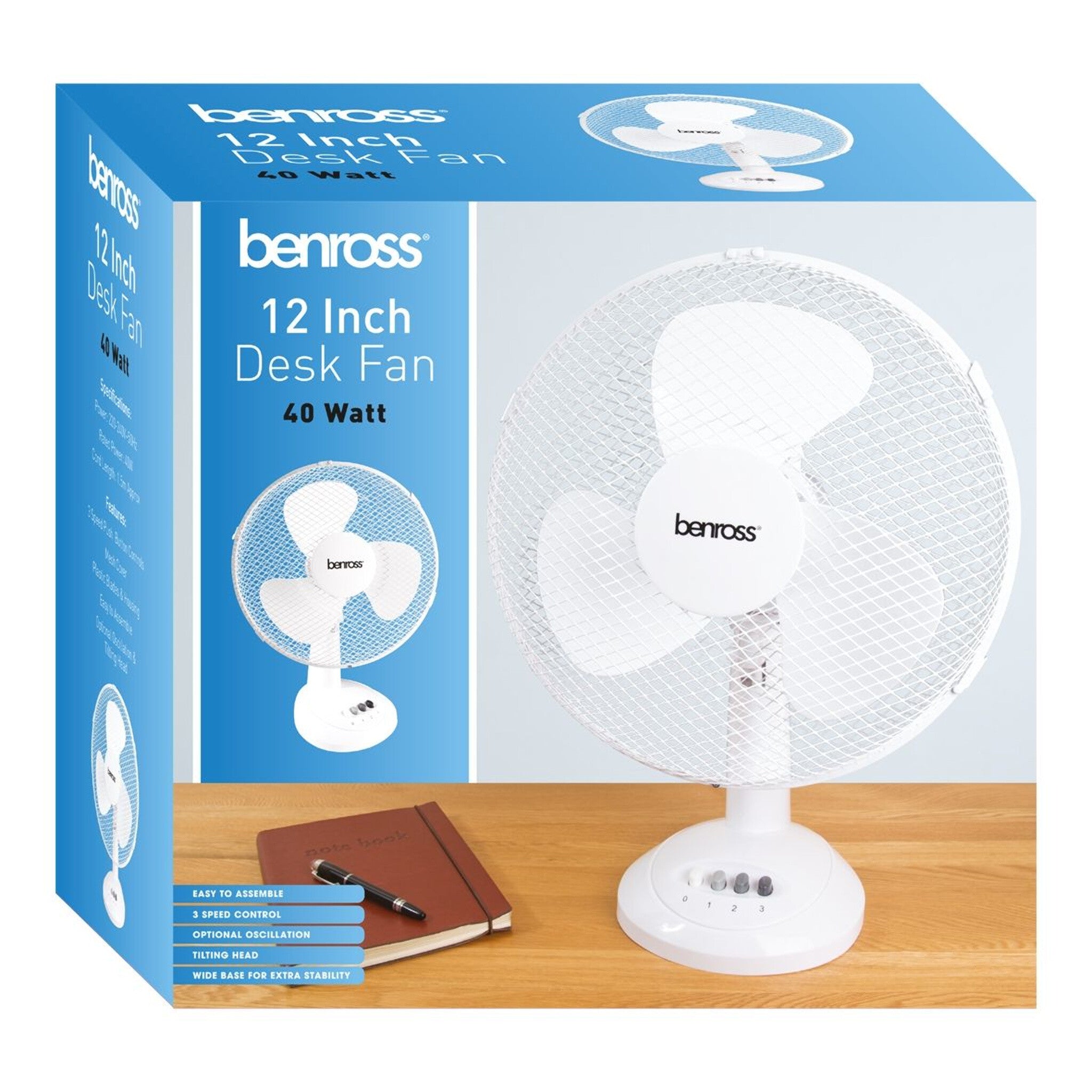 Benross 12" Desk Fan