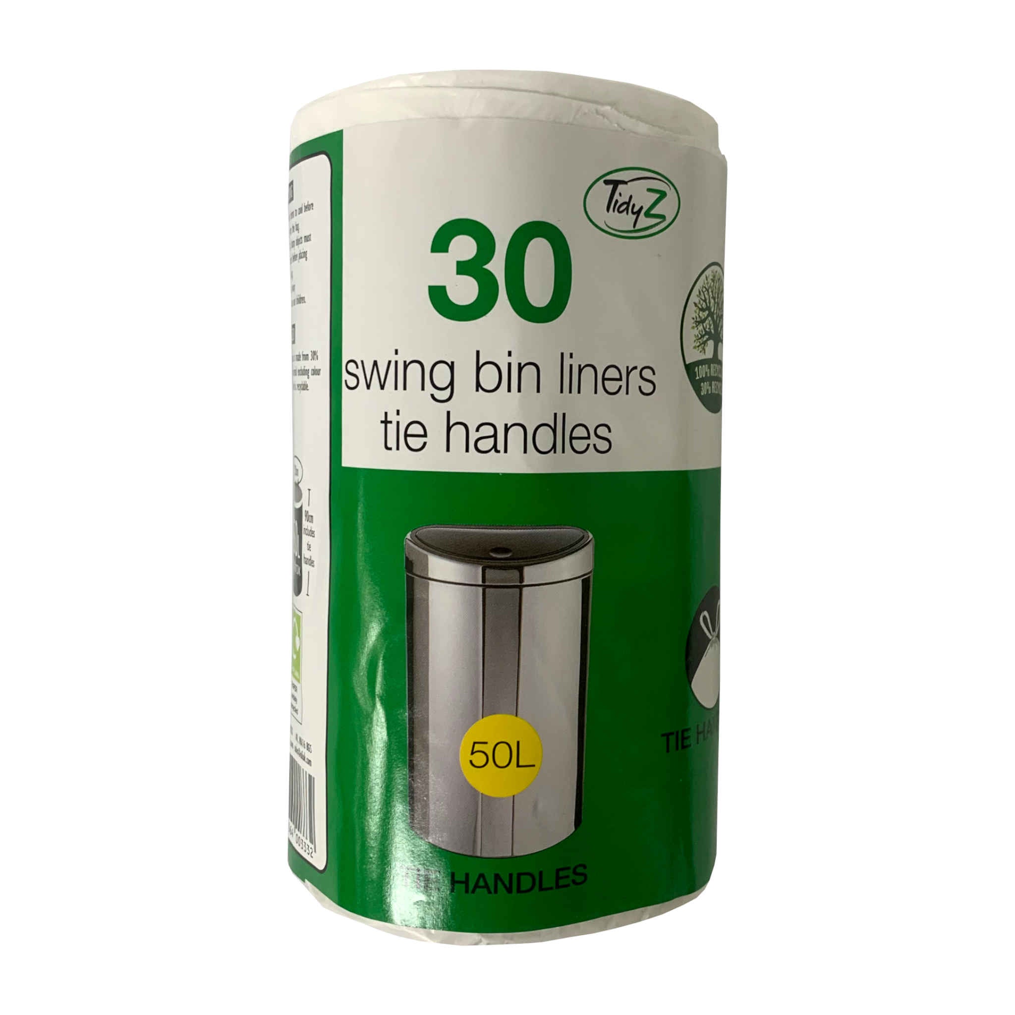 Swing Bin Liners with Tie Handles | 30 Pack | 50L