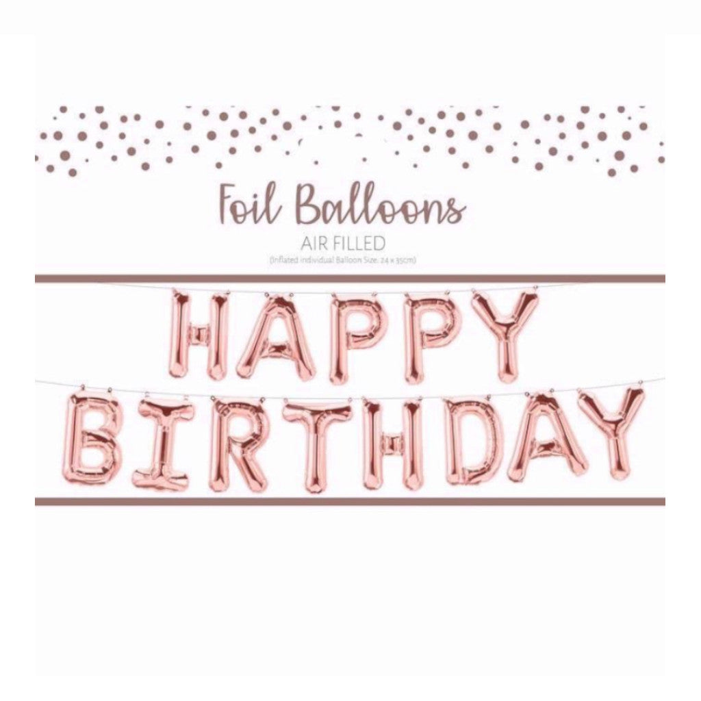 Birthday Foil Balloon | Rose Gold | 14 x 9 inch