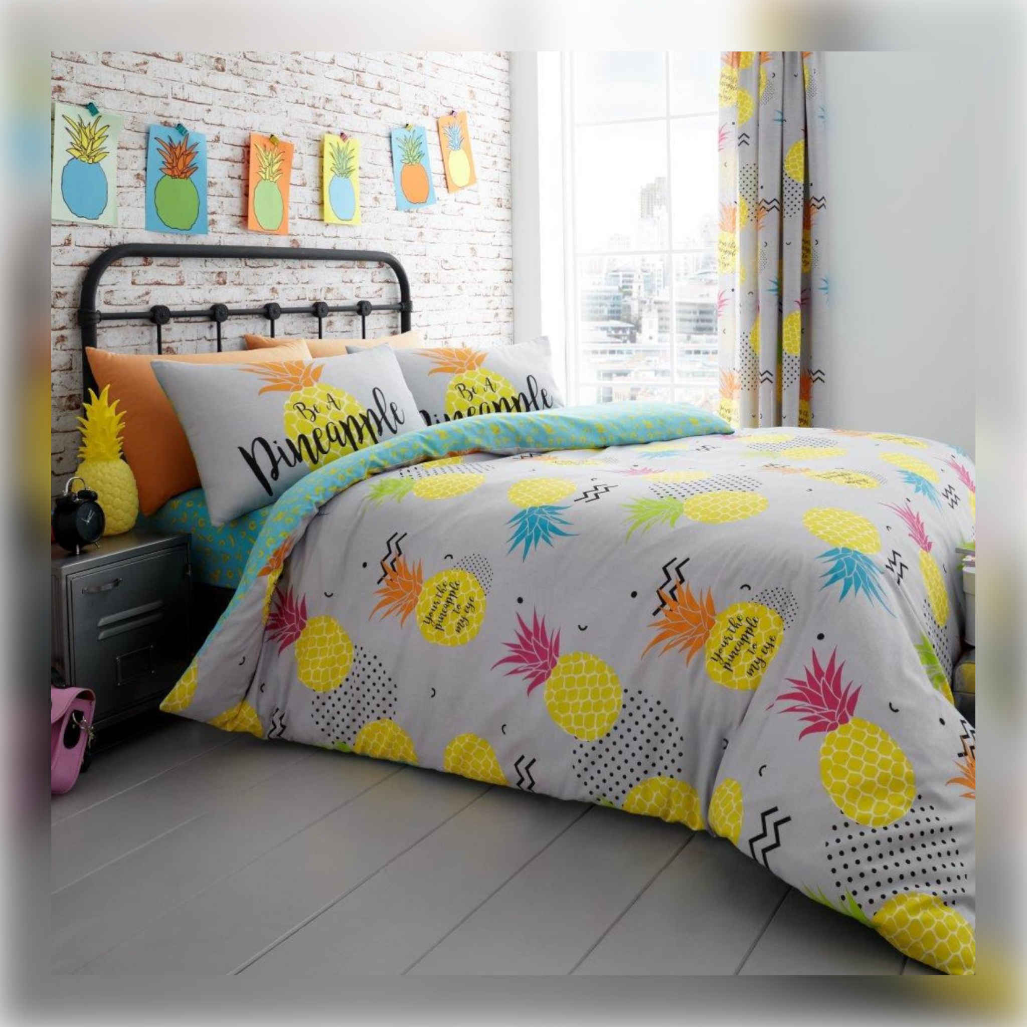 Gaveno Cavailia Printed Duvet Set Pineapple | King | Grey