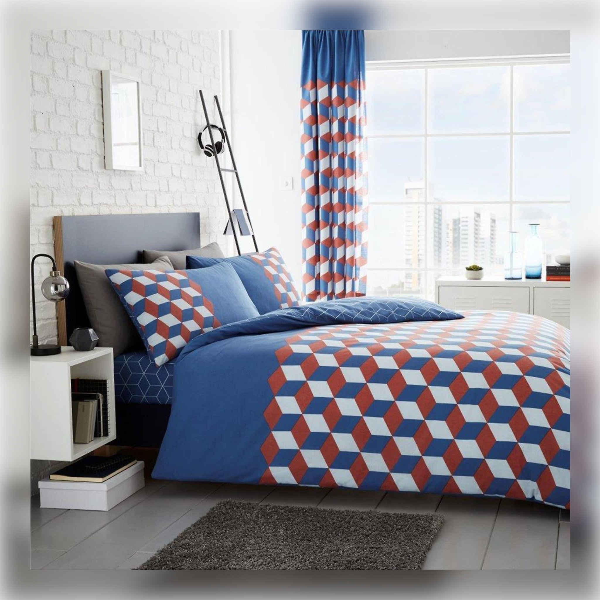 Gaveno Cavailia Printed Duvet Set Cubix | Double | Blue