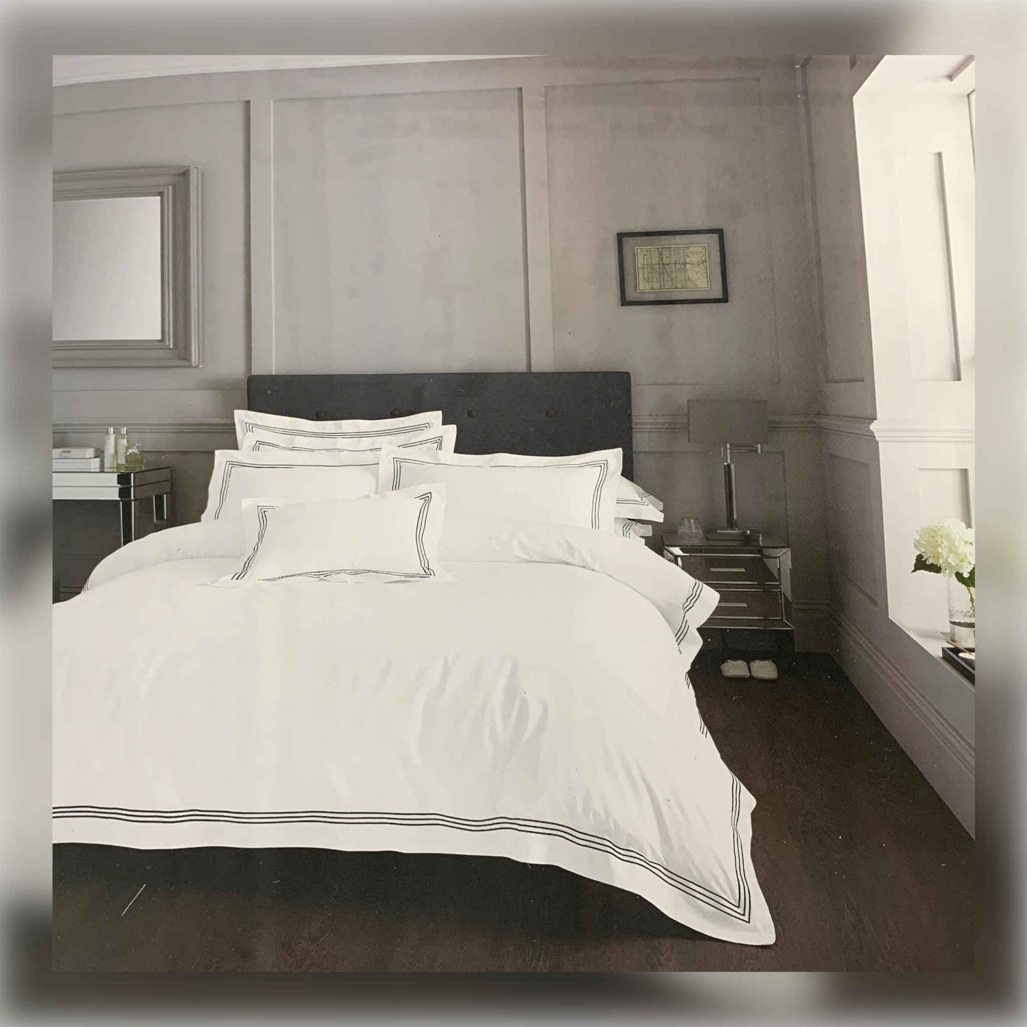 Duvet Set | Devore | Double | White & Charcoal