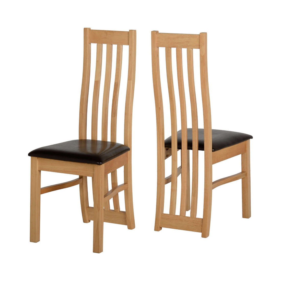Ainsley Chair (Oak Veneer/Brown Faux Leather) | Set of 2