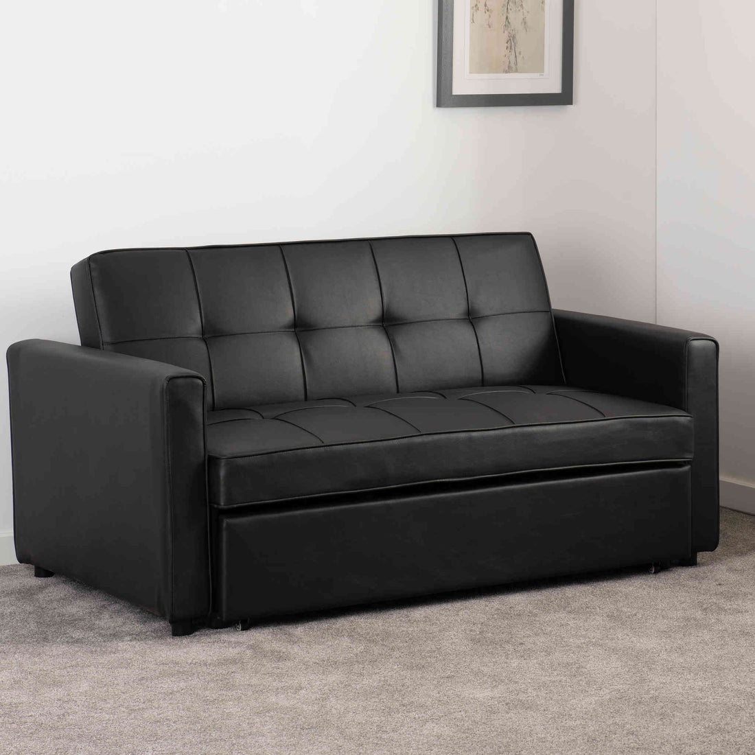 Astoria Sofa Bed (Black Faux Leather)