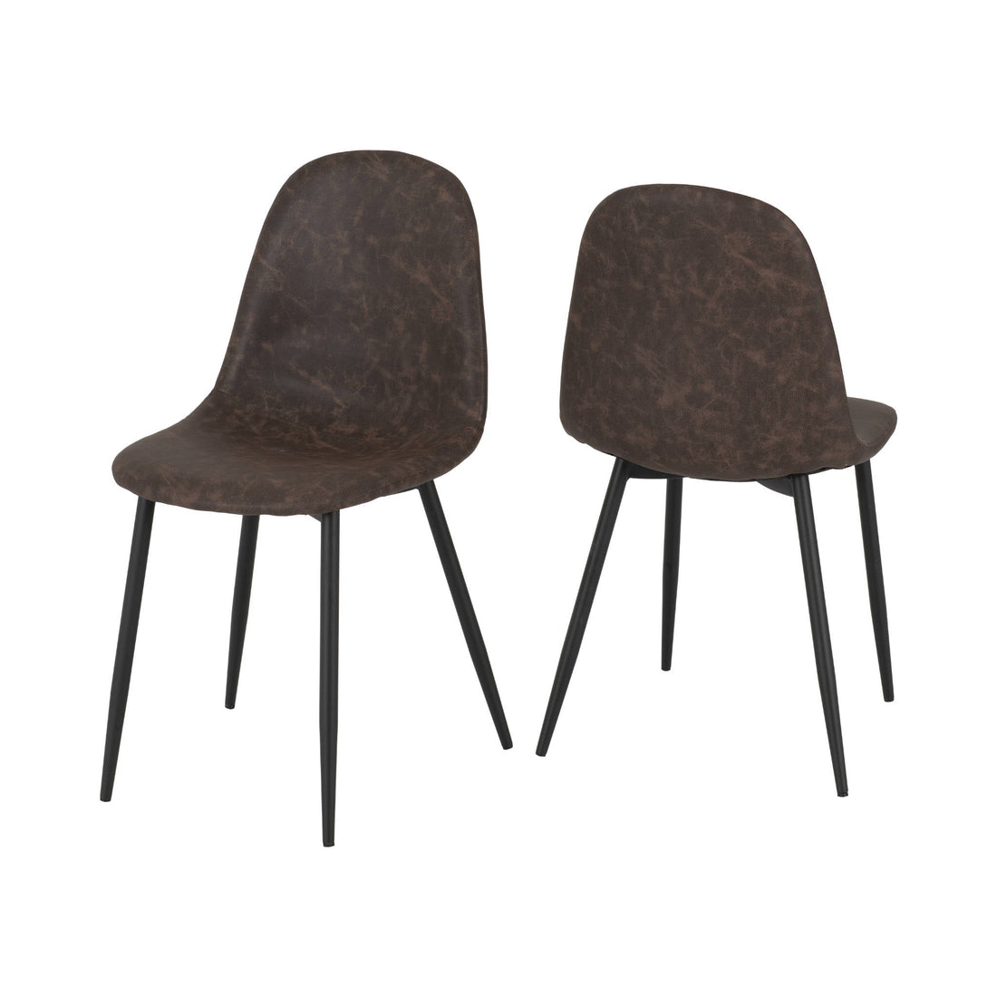 Athens Chair (Brown Faux Leather) | Set of 2