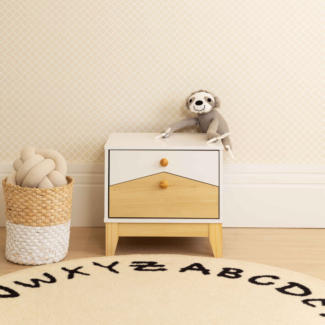 Cody 2 Drawer Bedside (White/Pine Effect)