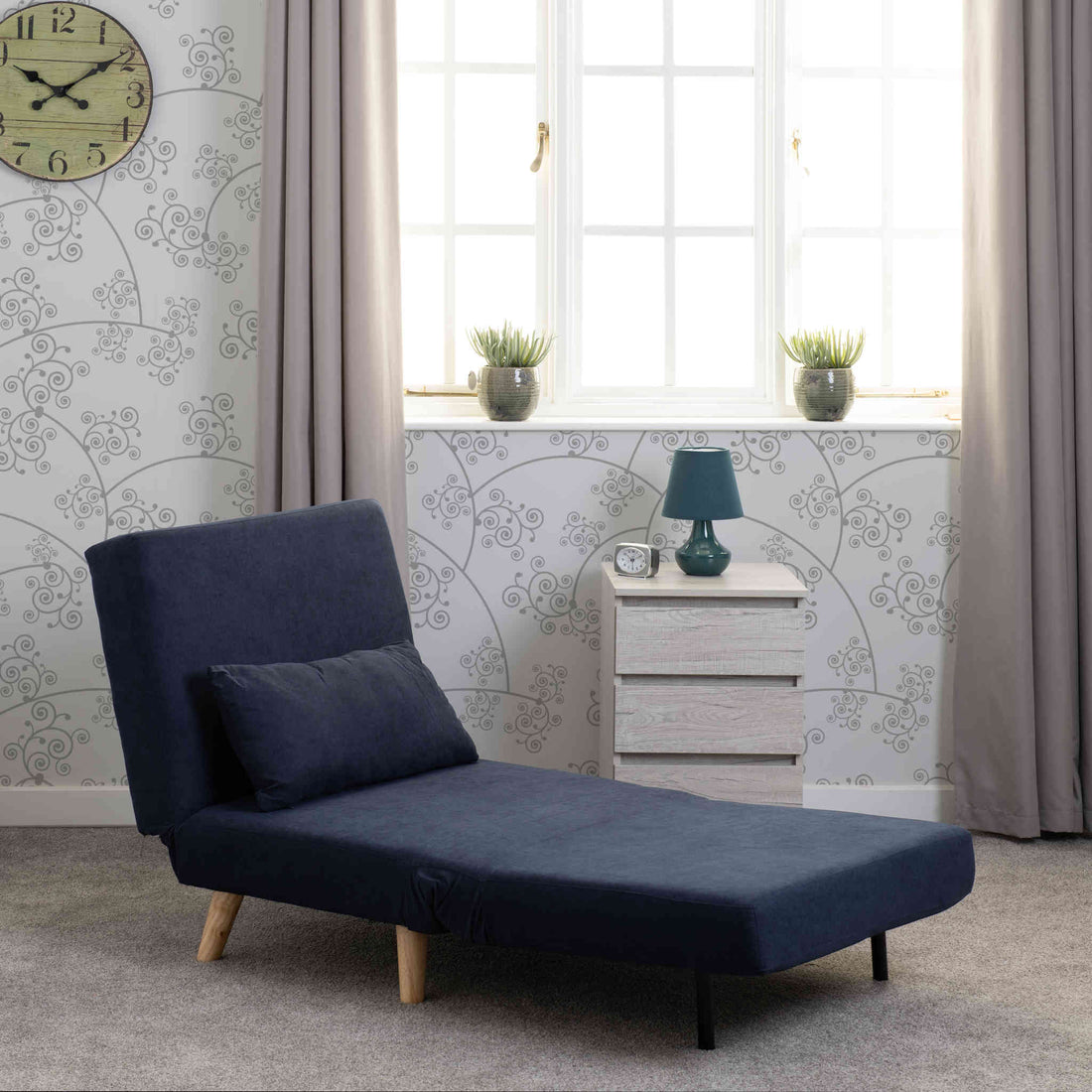 Astoria Chair Bed (Navy Blue Fabric)