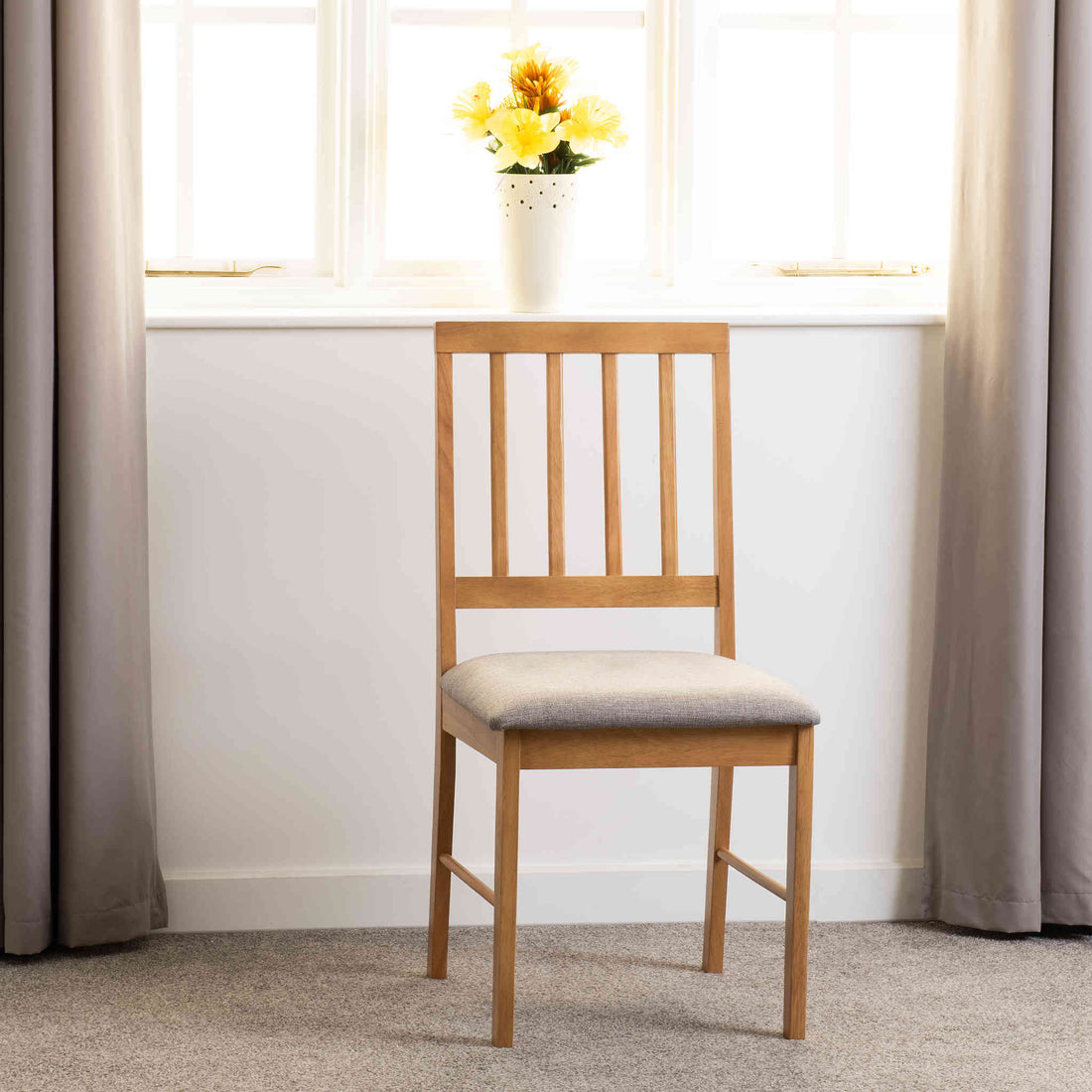 Austin Chair (Oak Effect/Grey Fabric) | Set of 2
