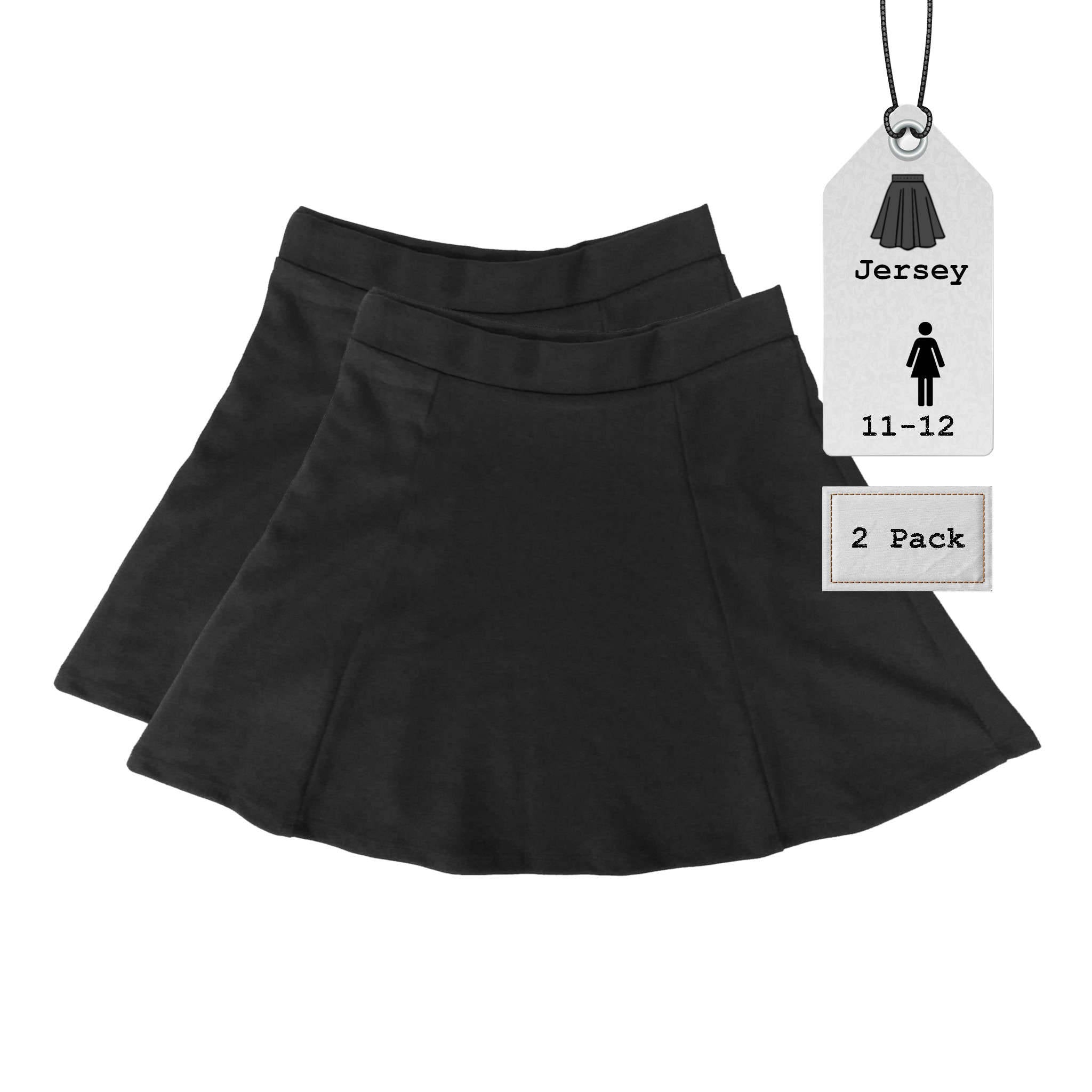 Girls Jersey Skirt | Black | 11-12 Years | 2 Pack