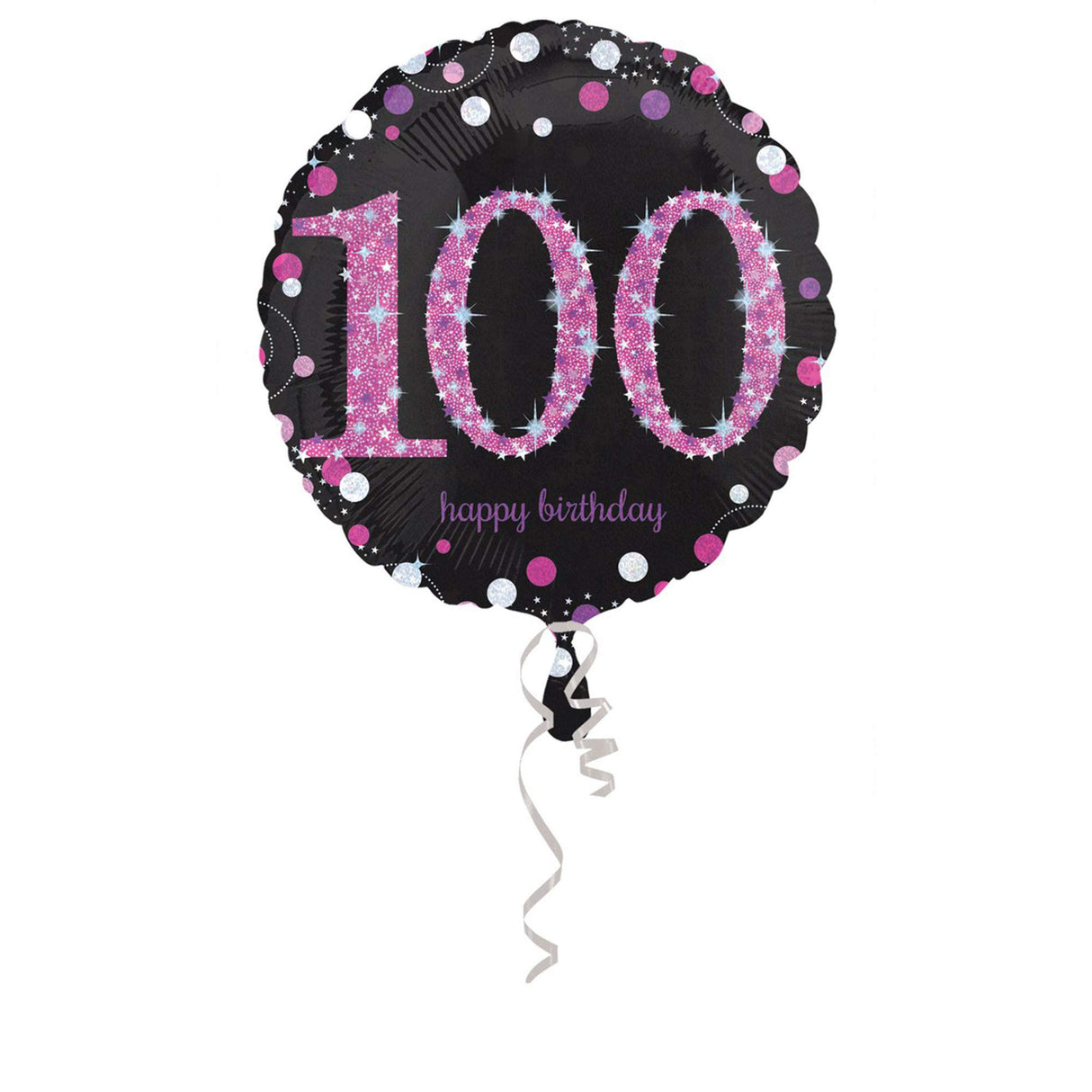100th Birthday Glittery Pink Standard Foil Balloons