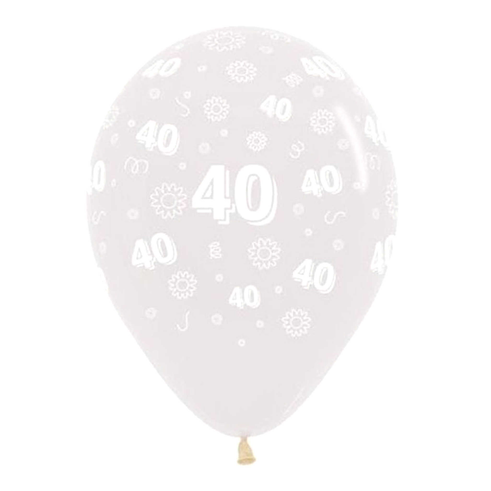 Round Crystal Clear 40th Birthday Flowers Balloons | 25 Pack | 12 inch