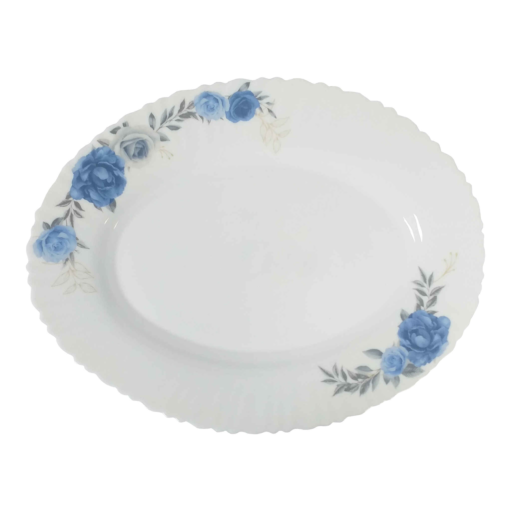 Oval Serving Platter Flowers Print | 14 inch