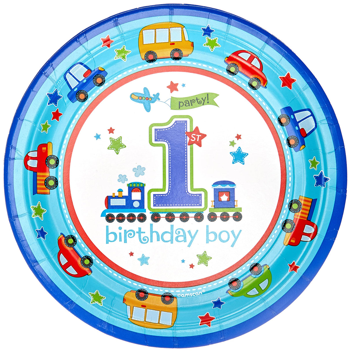 1st Birthday Boy Paper Plates 8 Pack