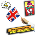 Union Jack Waving Flags 15x22cm 18 Pack