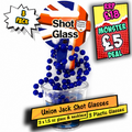 Union Jack Plastic Shot Glass 1.5oz with Necklace 3 Pack