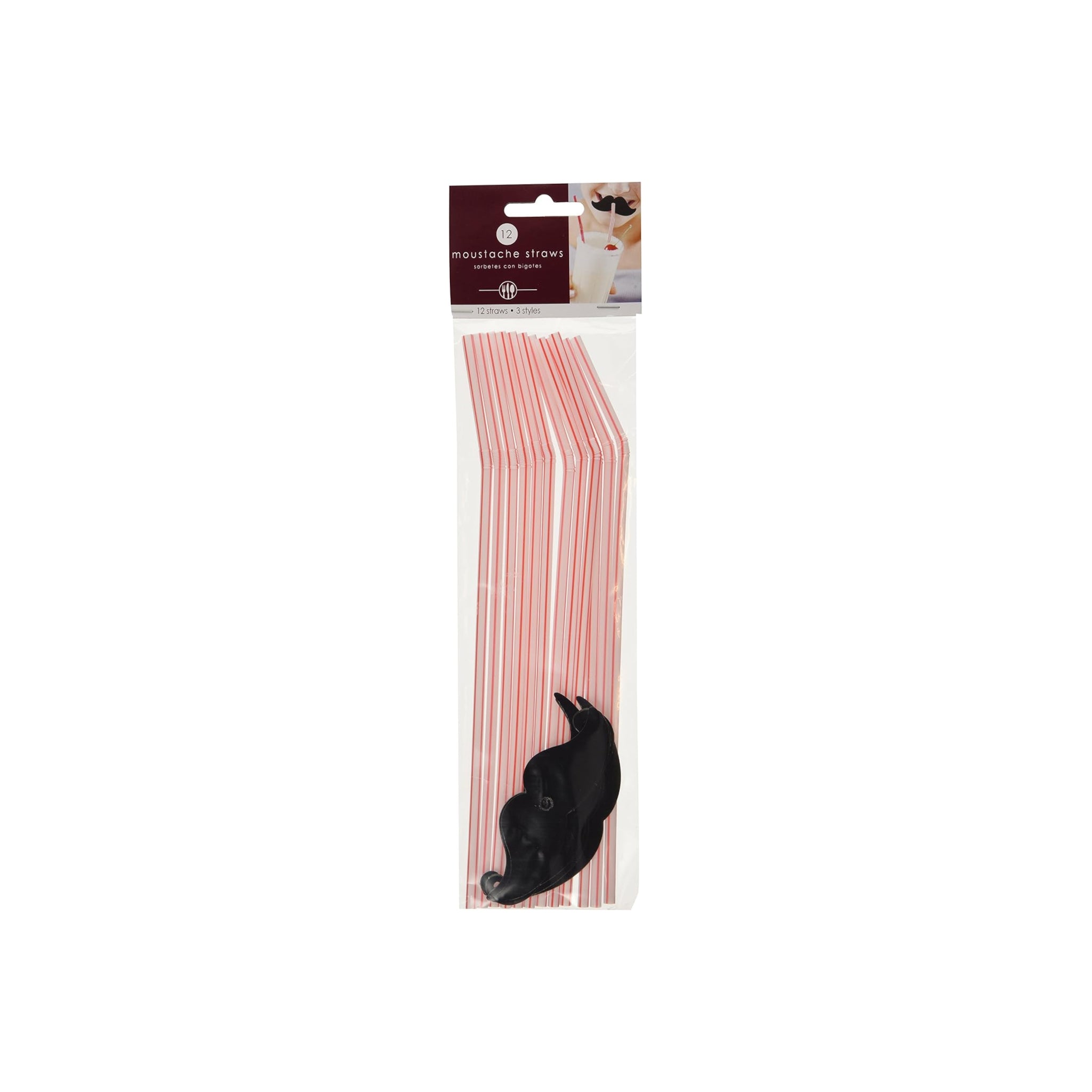 Moustache Straws 12 Pack 3 Styles