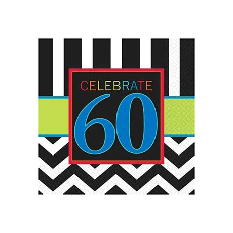 Luncheon Napkins 60th Celebration 2ply 16pcs