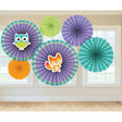 Paper Fan Decorations Woodlands 6 Pieces