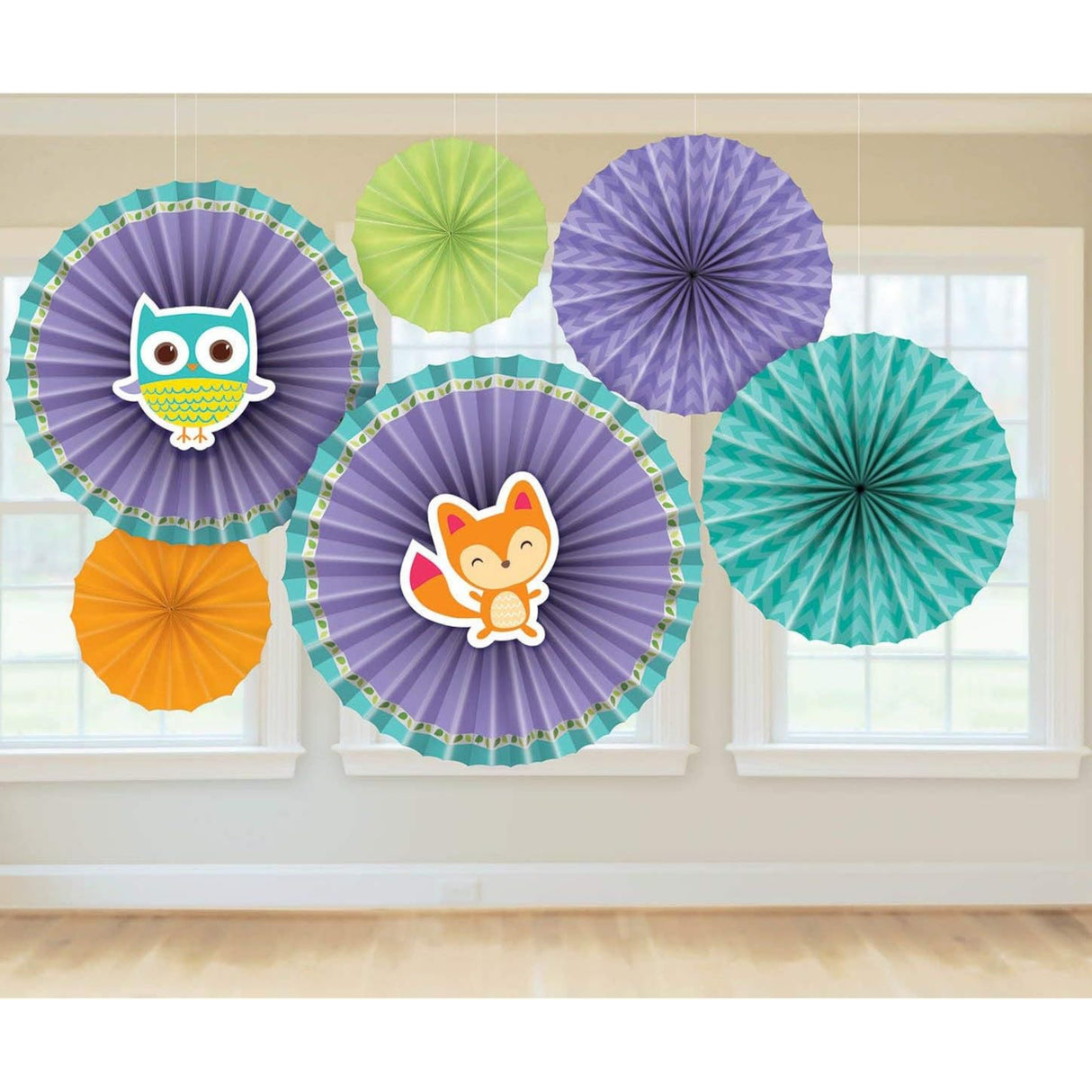 Paper Fan Decorations Woodlands 6 Pieces