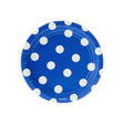 Round Paper Plates Dots Bright Royal Blue 8 Pack