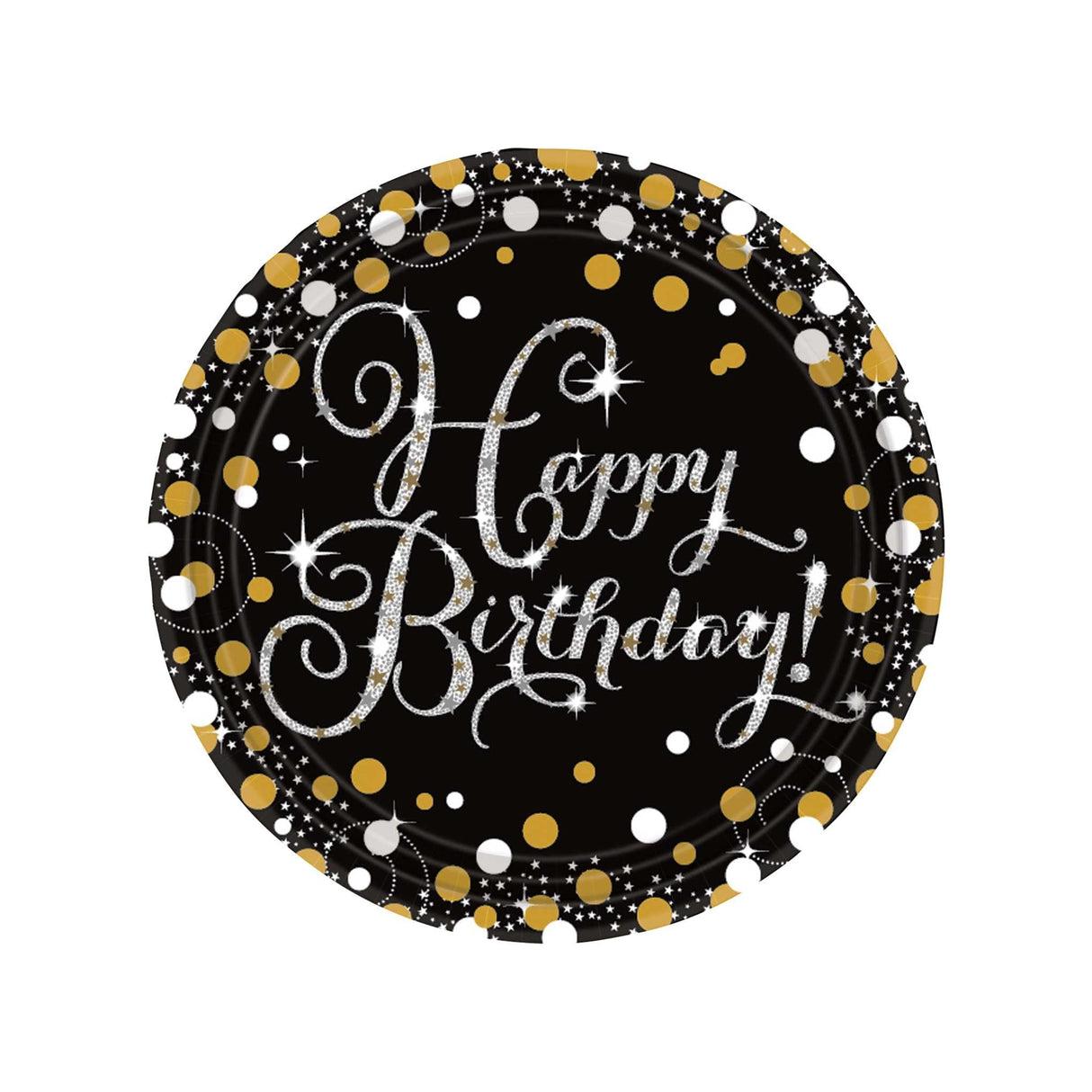 Sparkling Party 'Happy Birthday' Round Paper Plates 8 Pack