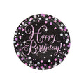 Sparkling Pink Celebration Happy Birthday Paper Plate 8 pack