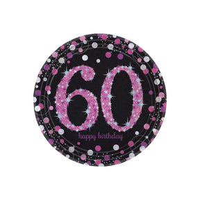 60th Happy Birthday Paper Plate 8 Pack