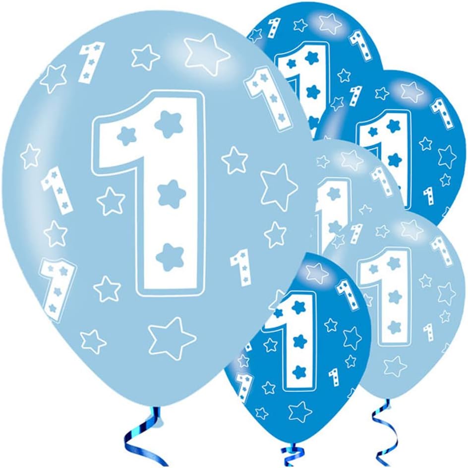 Happy Birthday Age 1 Balloons 6pcs 11"