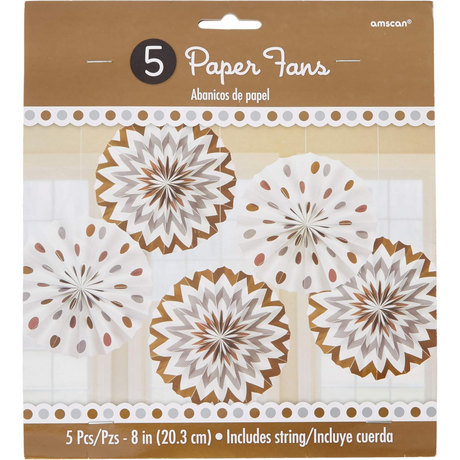 5 Paper Fans 20.3cm