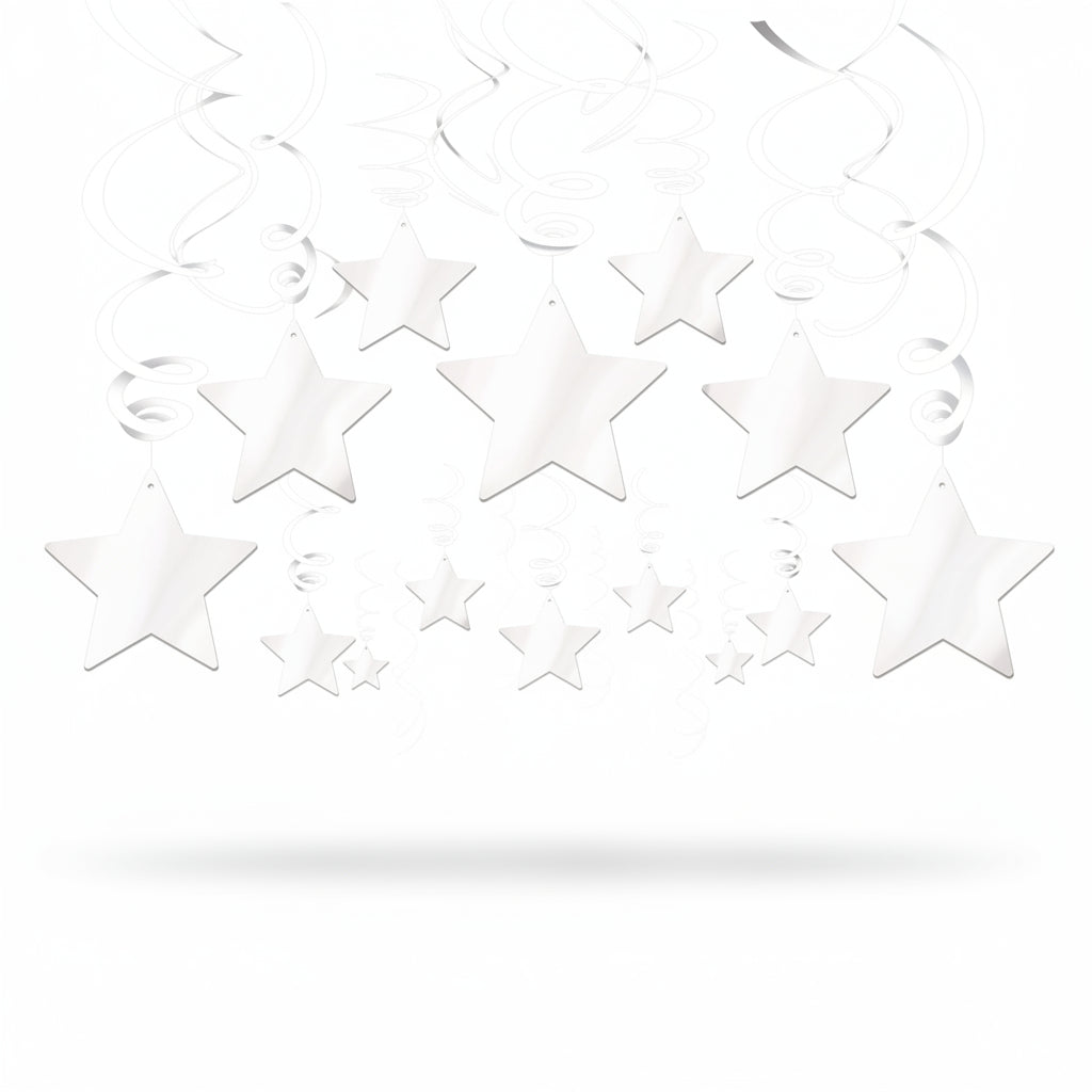 White Star Swirls Decorations 30 Piece