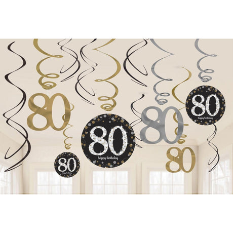 8th Birthday Swirl Decorations 12 Pieces