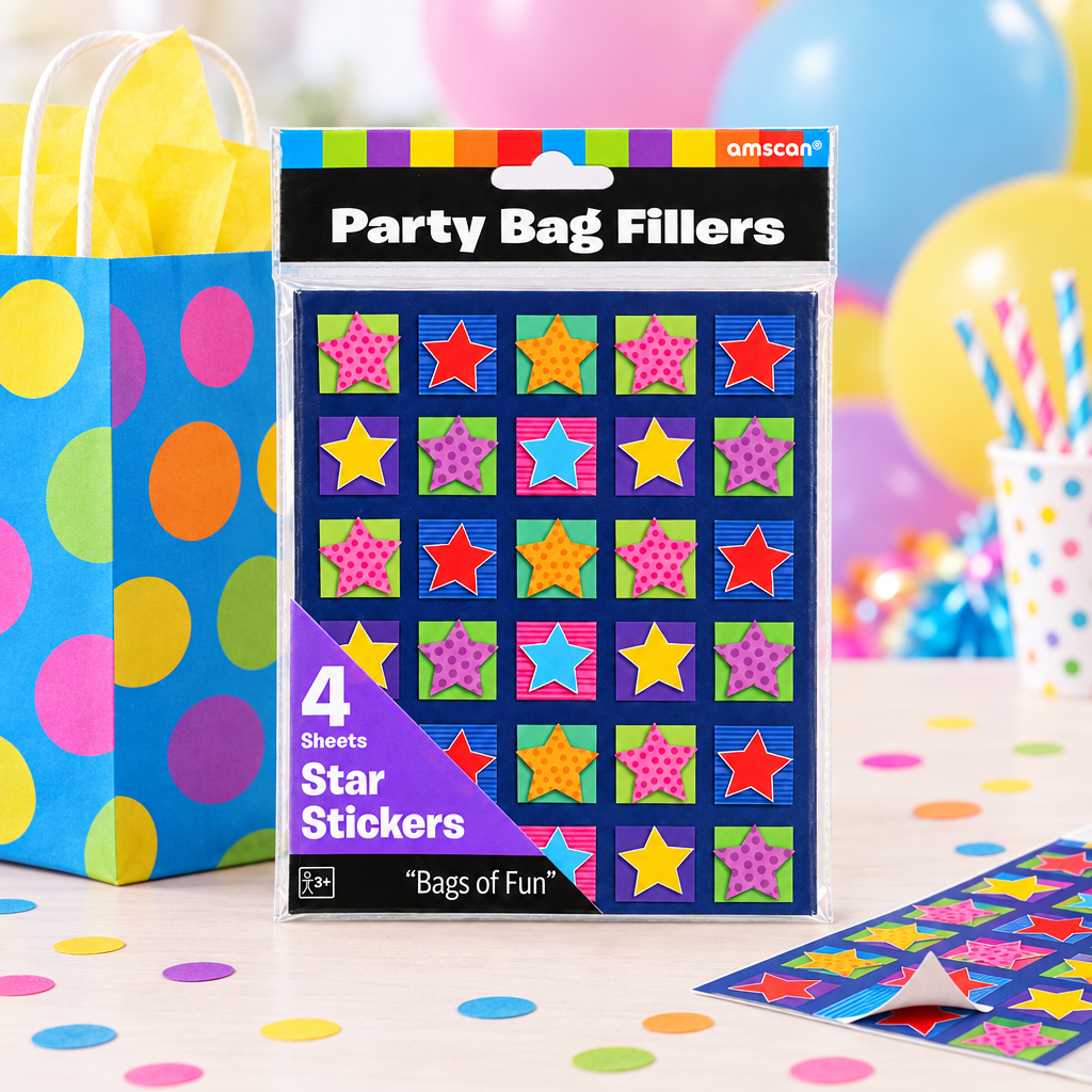 Party Bag Fillers 4 Sheets Star Stickers