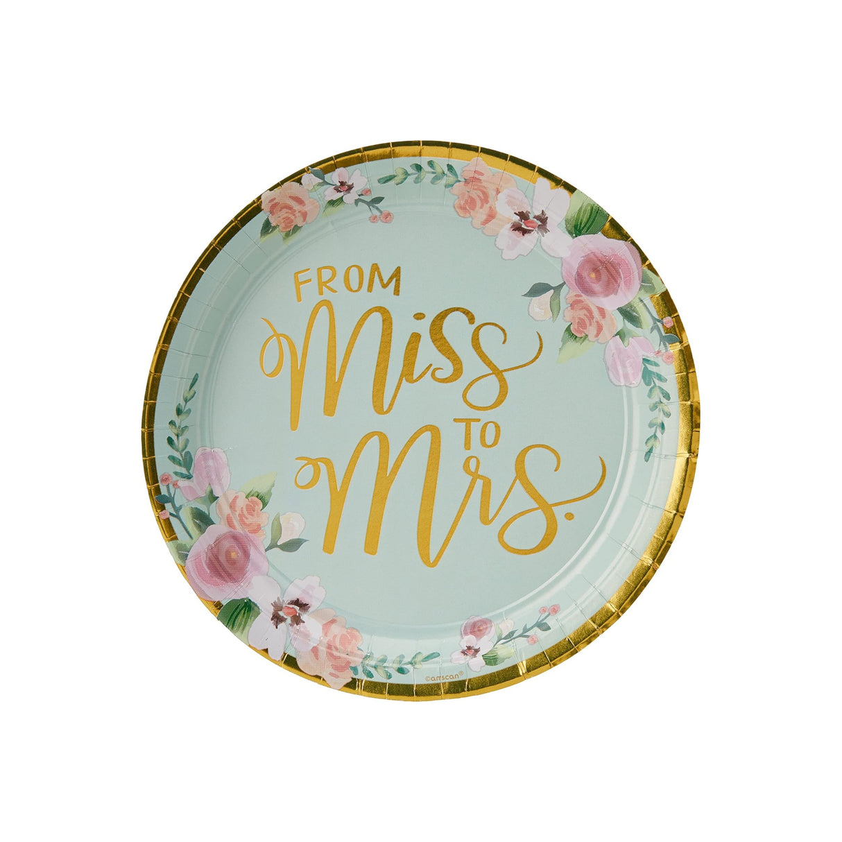 Mint To Be - From Miss To Mrs. Round Paper Plates 8 Pack