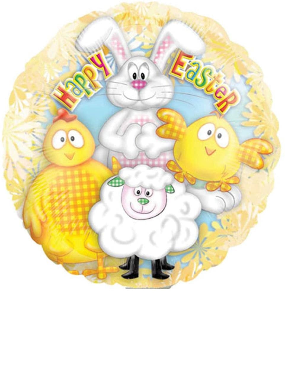 Happy Easter Round Foil Balloon 32x23cm x6pcs